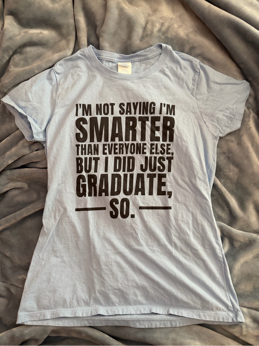 Light Blue Graphic 'I Just Graduated' Tee